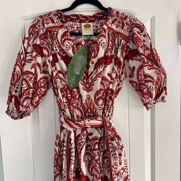 Farm Rio tropical camel off-white dress size small NWT - Picture 6 of 7